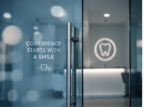 Clinic glass entrance door